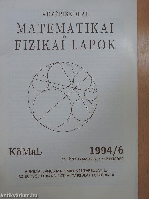 Középiskolai matematikai és fizikai lapok 1994. szeptember