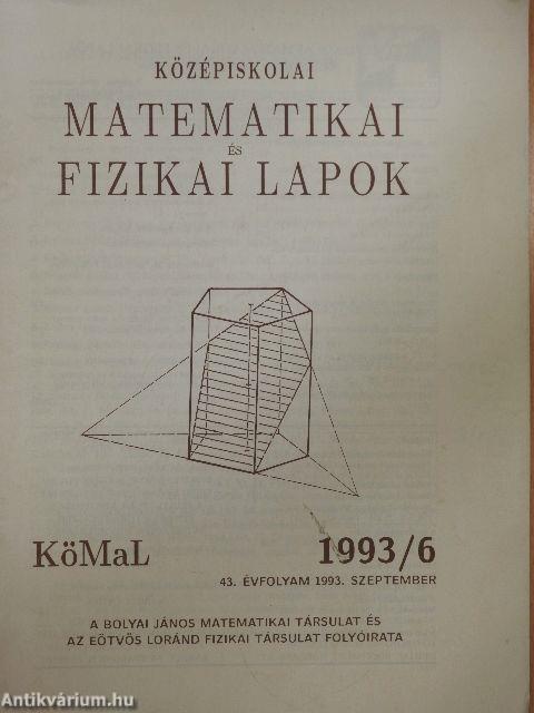 Középiskolai matematikai és fizikai lapok 1993. szeptember