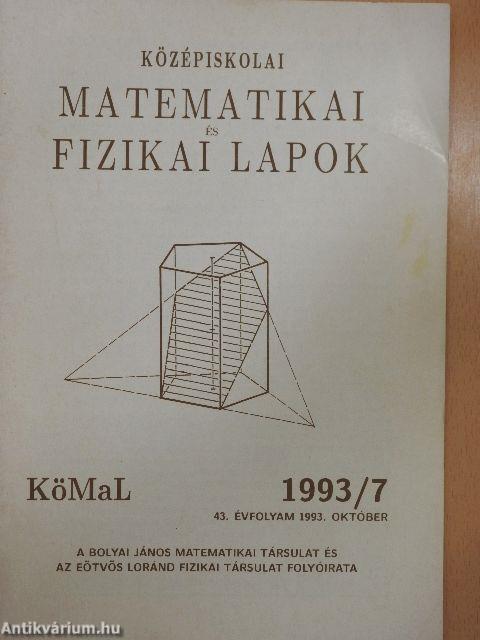 Középiskolai matematikai és fizikai lapok 1993. október