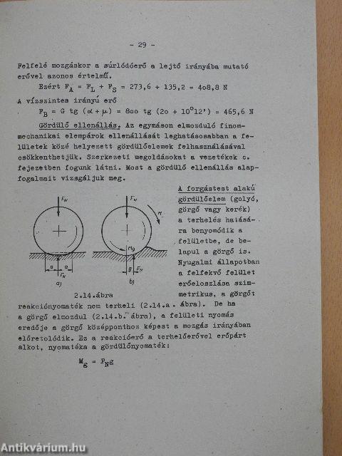 Finommechanikai elemek és készülékek