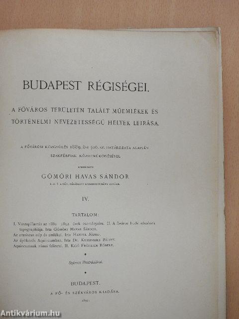 Budapest régiségei IV.