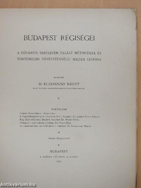 Budapest régiségei V.