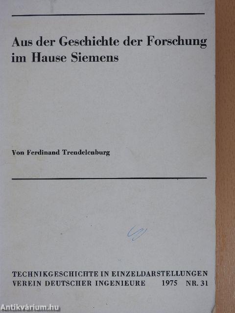 Aus der Geschichte der Forschung im Hause Siemens