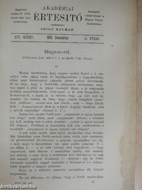 Akadémiai Értesítő 1902. deczember