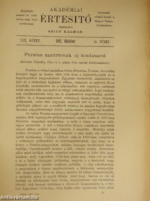 Akadémiai Értesítő 1902. október