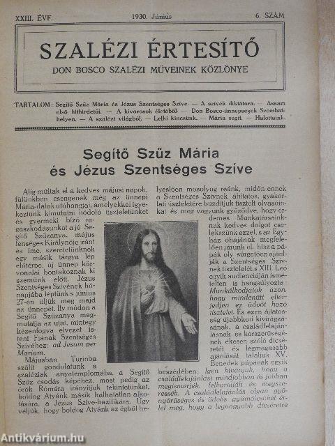 Szalézi Értesítő 1930. június