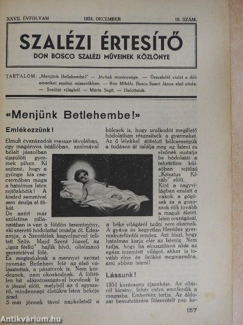 Szalézi Értesítő 1934. december