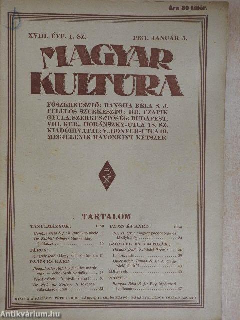 Magyar Kultúra 1931. január 5.