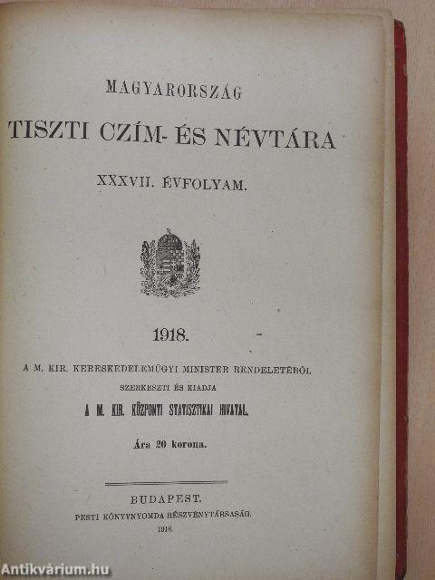 Magyarország tiszti czím- és névtára 1918.