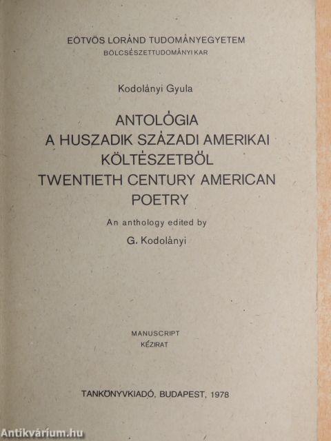 Antológia a huszadik századi amerikai költészetből