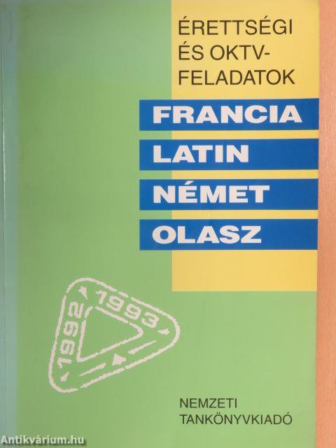 Érettségi és OKTV-feladatok - Francia-latin-német-olasz