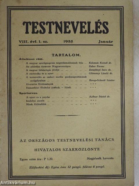 Testnevelés 1935. január-december