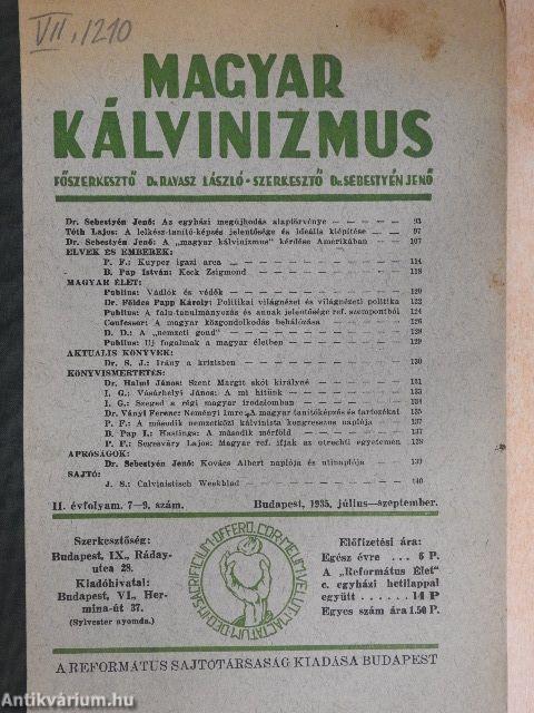 Magyar Kálvinizmus 1935. július-szeptember