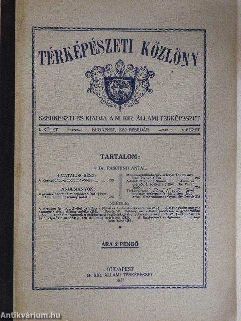 Térképészeti közlöny 1932. február