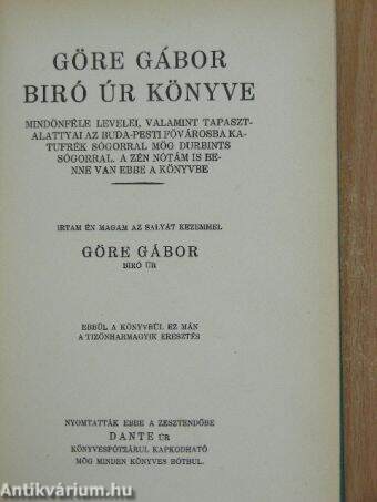 Göre Gábor biró úr könyve