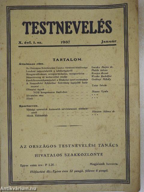 Testnevelés 1937. (nem teljes évfolyam)