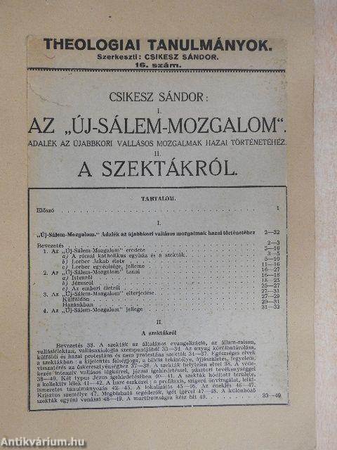 Az "új-Sálem-mozgalom"/A szektákról