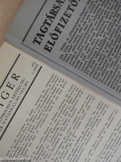 Ethnographia - Népélet 1932/1. szám/A Magyar Nemzeti Múzeum Néprajzi Tárának értesítője 1932/1. szám