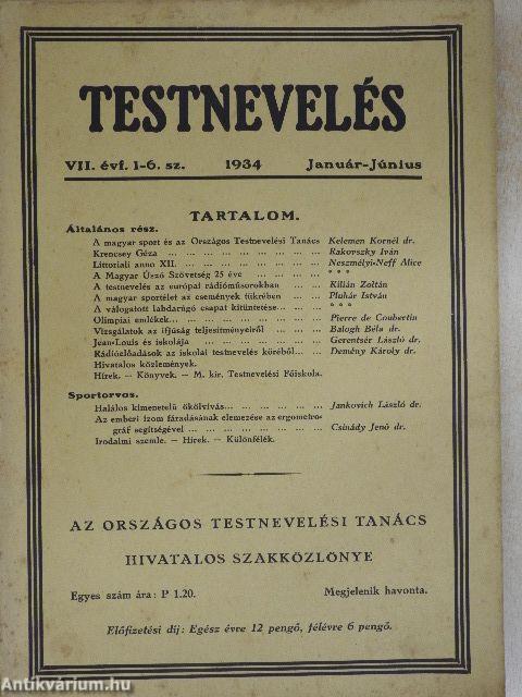 Testnevelés 1934. január-december