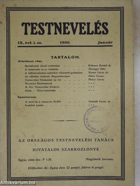 Testnevelés 1936. január-december