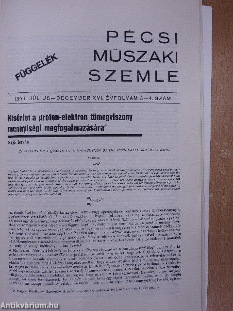 A részecskék tömegspektrumáról/Pécsi Műszaki Szemle 1971/3-4.