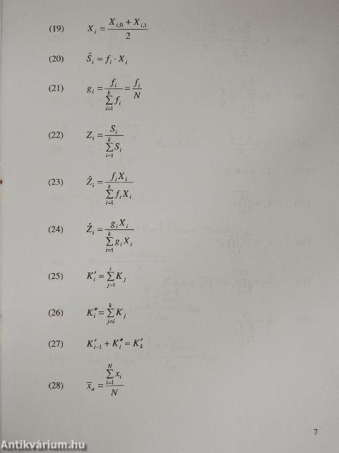 Általános statisztika/Képletgyűjtemény