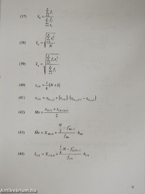 Általános statisztika/Képletgyűjtemény