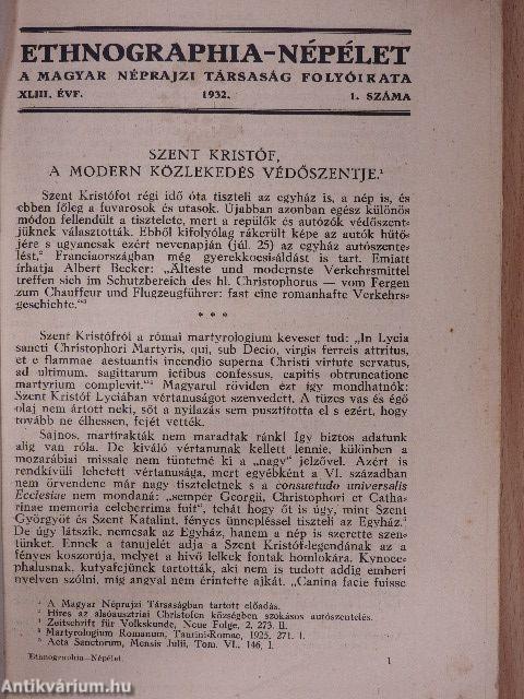 Ethnographia - Népélet 1932/1. szám/A Magyar Nemzeti Múzeum Néprajzi Tárának értesítője 1932/1. szám