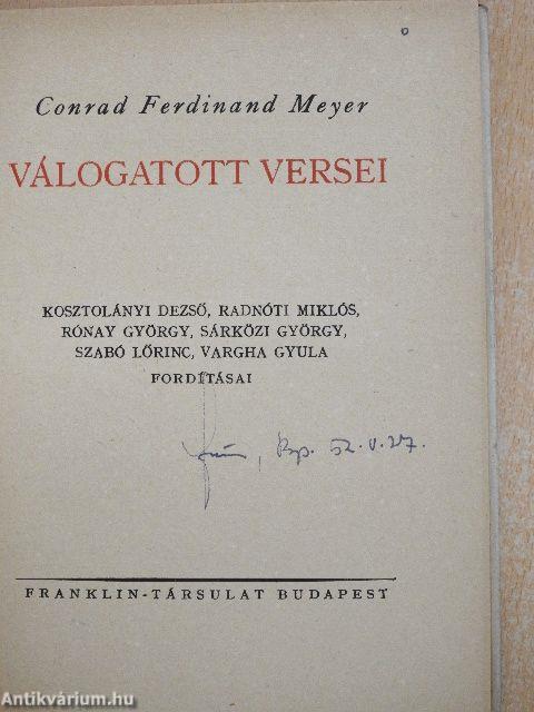 Conrad Ferdinand Meyer válogatott versei