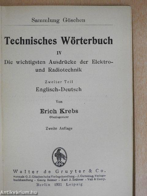 Technisches Wörterbuch IV/2.