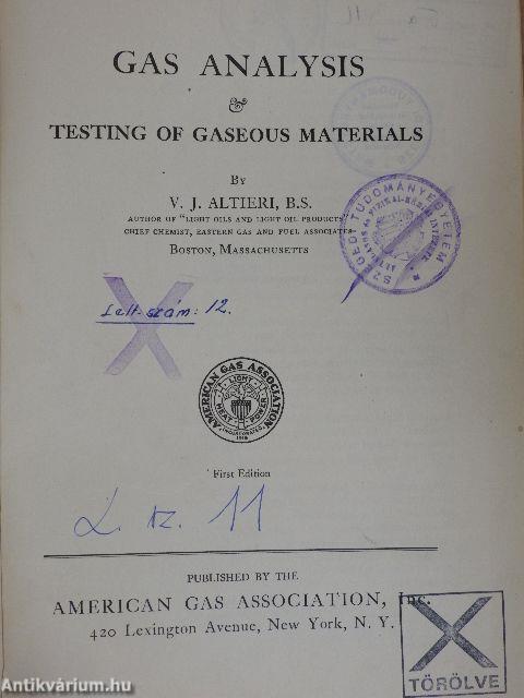 Gas Analysis & Testing of Gaseous Materials