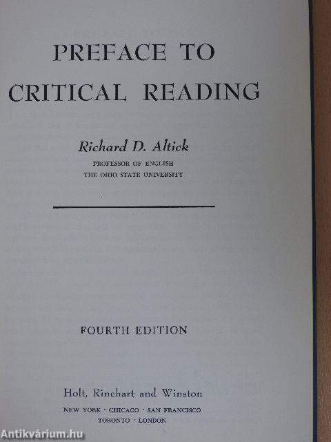 Preface to Critical Reading