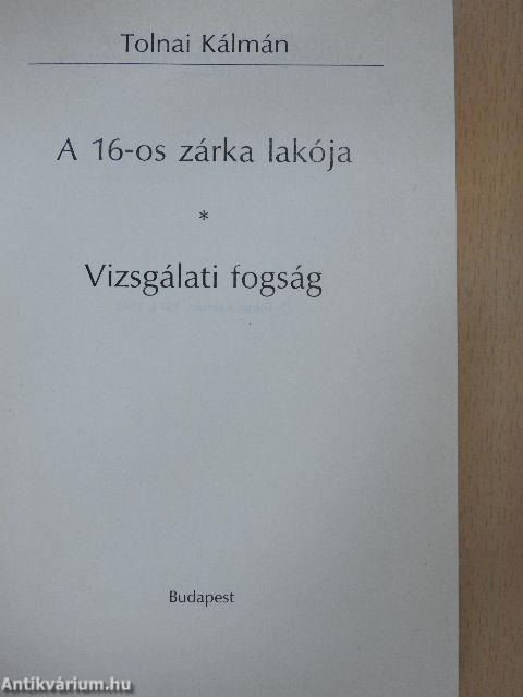 A 16-os zárka lakója/Vizsgálati fogság