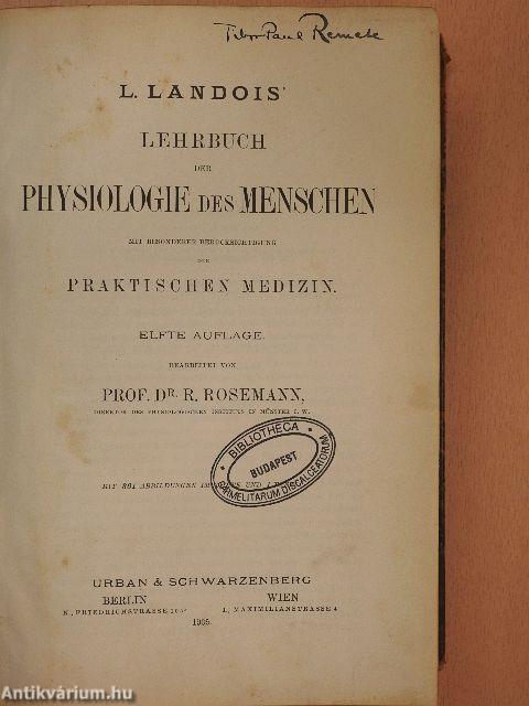 Lehrbuch der Physiologie des Menschen