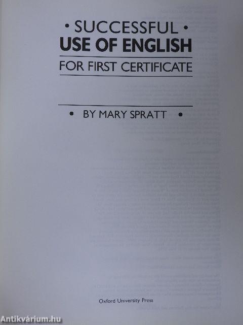 Successful use of English for First Certificate