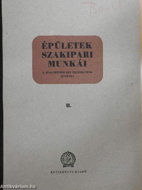 Épületek szakipari munkái II.