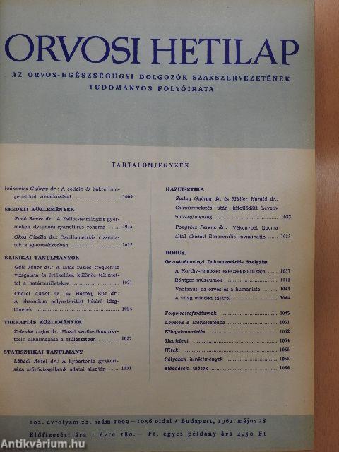 Horus 1959-1961./Orvosi Hetilap 1952., 1957., 1959-1961. (vegyes számok) (23 db)