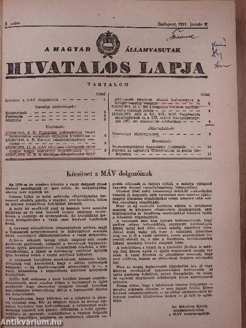 A Magyar Államvasutak Hivatalos Lapja 1971. (nem teljes évfolyam)