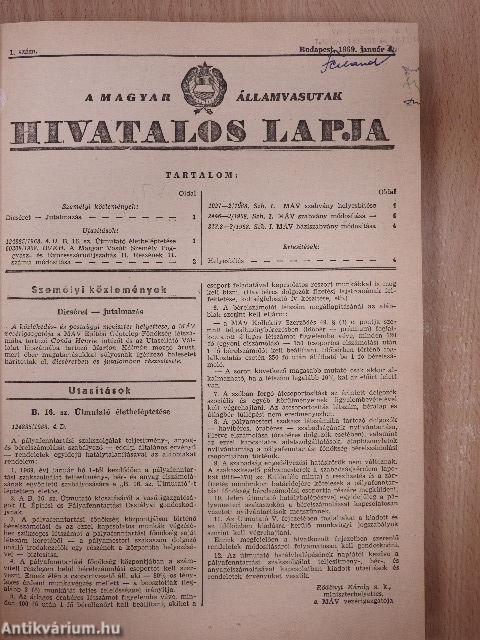 A Magyar Államvasutak Hivatalos Lapja 1969. január-december