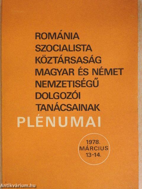 Románia szocialista köztársaság magyar és német nemzetiségű dolgozói tanácsainak plénumai