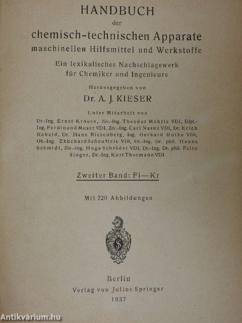 Handbuch der chemisch-technischen Apparate maschinellen Hilfsmittel und Werkstoffe II. (töredék)