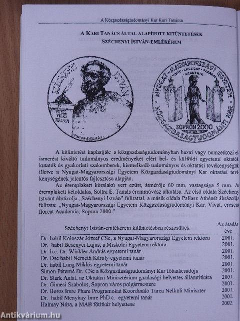 Nyugat-Magyarországi Egyetem Közgazdaságtudományi Kar Tanévkönyv 2002/2003