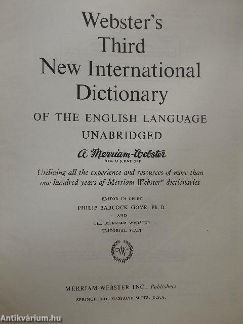 Webster's Third New International Dictionary of the English Language Unabridged