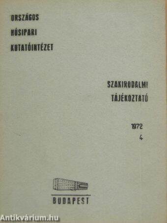 Szakirodalmi tájékoztató 1972/4.