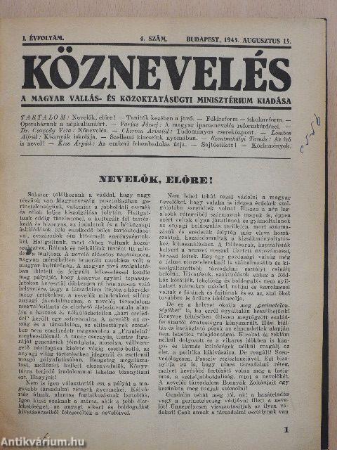 Köznevelés 1945. (nem teljes évfolyam)