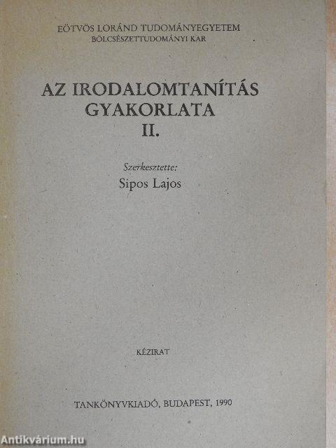 Az irodalomtanítás gyakorlata II.