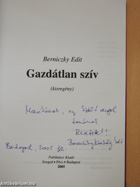 Gazdátlan szív (dedikált példány)