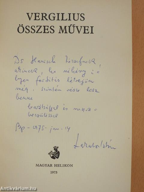 Vergilius összes művei (dedikált példány)