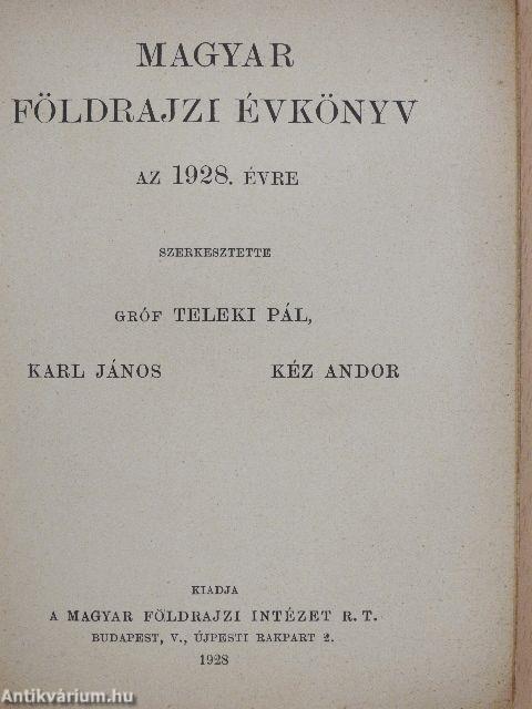 Magyar földrajzi évkönyv az 1928. évre