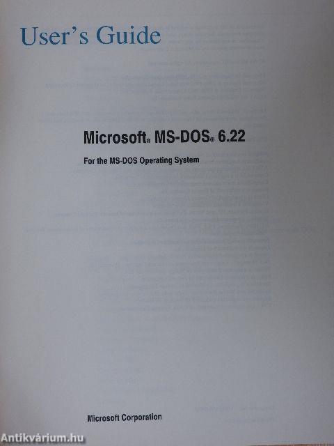 Microsoft MS-DOS 6.22 User's Guide